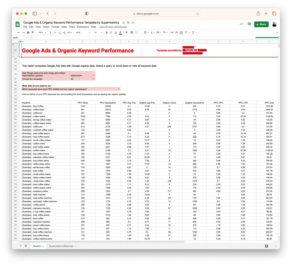 Supermetrics for Google Sheets
